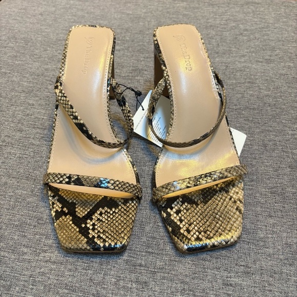 The Drop Women's Avery Square Toe Two Strap High Heeled Sandal - Picture 2 of 8